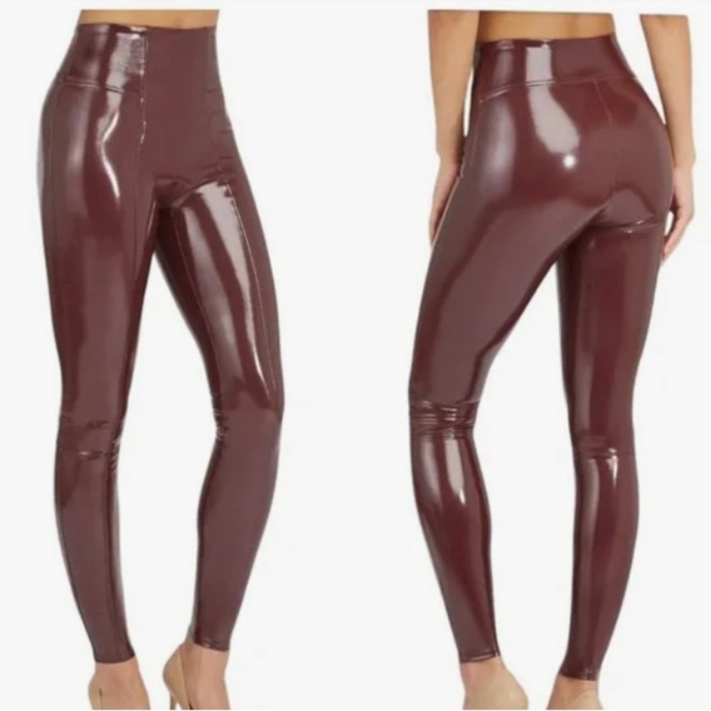 SPANX Ruby Red FAUX Leather Leggings
